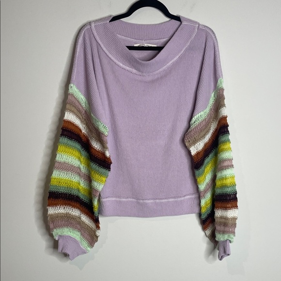 We The Free | Women’s Cha Cha Top Puff Colorful Sleeves Size Small - Picture 2 of 7